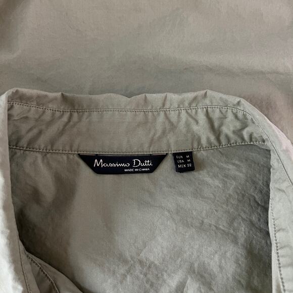 Massimo Dutti Blouse Top M Olive Green Button Down Pockets - Picture 9 of 12